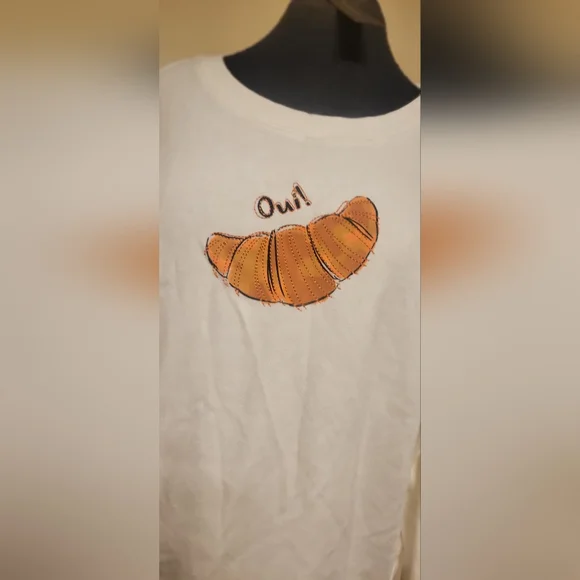 White Sweatshirt with Croissant Design - Picture 2 of 4